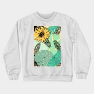 Leaves and Flower Collage - Green and Yellow Crewneck Sweatshirt